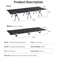 Load image into Gallery viewer, Naturehike Camping Bed Ultralight Sleeping Cot Outdoor Portable Folding Bed Removable Adjustable Telescopic Wide Single Folding