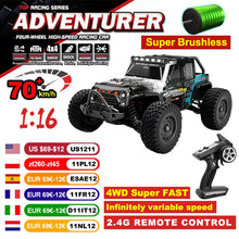 Load image into Gallery viewer, 1:16 4WD RC High-speed Car Brushless 70km/h Competition Off-road Climbing Car 2.4G Remote Control Toy Car