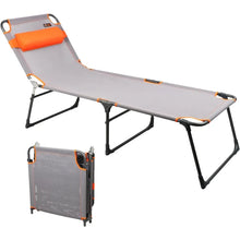 Load image into Gallery viewer, Lit Camping Gear and Accessories Orange Folding Bed for Sleeping Beach Tourist Camp-cot Adjustable Portable Cot for Adults Grey