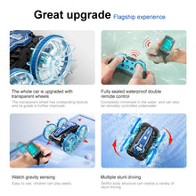 Load image into Gallery viewer, New LED Amphibious RC car Dual remote control waterproof stunt car double side flip drift drive 360 ° rotation rc cars Kids toy