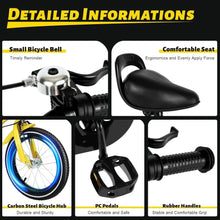 Load image into Gallery viewer, Kids Bike 14 Inch Kids Bicycle High Carbon Steel Frame with Removable Training Wheels Double Brake Bicycle Seat