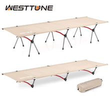 Load image into Gallery viewer, WESTTUNE Camping Cot with Leg Extenders Portable Folding Bed Ultralight Aluminum Alloy Sleeping Cot for Outdoor Hiking Travel