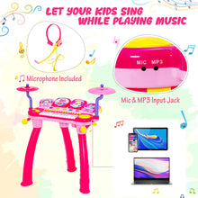 Load image into Gallery viewer, Babyjoy 24 Key DJ Piano Keyboard Drum Toy Music Instrument w/MP3 Microphone Cymbal Pink