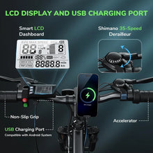 Load image into Gallery viewer, Electric Bike, 26" Commuting Electric Mountain Bicycle 20MPH Max Range 55+ Miles, Professional 35-Speed,10.4AH Removable Battery