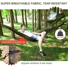 Load image into Gallery viewer, Camping Hammock with Rain fly Tarp and Mosquito Net Portable Single Double Hammock Tent with Tree Strap Backpacking Hammock