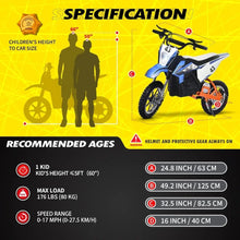 Load image into Gallery viewer, Electric Bike36V 650W Kids Off-Road Motocross Ultra Powerful Motorcycle, with 17MPH MAX Speed,Dual Suspension E BIKE