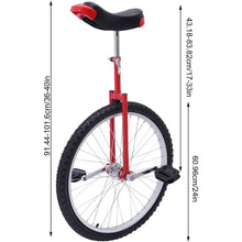 Load image into Gallery viewer, 24" Unicycle One Wheel Bike Leakproof Tire Wheel Cycling Height Adjustable for Kids Adults Beginner Outdoor Sports SelfBalancing