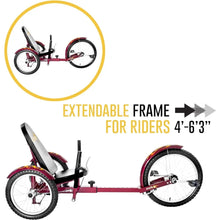 Load image into Gallery viewer, Triton Pro Adult Tricycle. Recumbent Trike. Adaptive 3-Wheel Bike | Red
