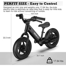 Load image into Gallery viewer, Electric Bike for Kids, 12 Inch Electric Balance Bike for Kids Ages 2-5, 24v 150w Boys & Girls E Bike with Adjustable Seat