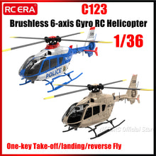 Load image into Gallery viewer, C123 1/36 RC Helicopter Brushless 6CH 6-axis Gyroscope One-key Take-off/landing/reverse Fly Mode 3D Flight 11.1V Modular Battery