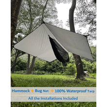 Load image into Gallery viewer, Hammock Camping with Rain Fly Tarp and Net, Portable Camping Hammock Double Tree Hammock Outdoor Indoor Backpacking Travel