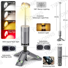 Load image into Gallery viewer, 2024 10000mAh Camping Light USB Rechargeable LED Emergency Lamp Outdoor Portable Lanterns with Magnetic Flashlight for BBQ Tents