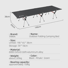 Load image into Gallery viewer, TARKA Portable Camping Cot Lightweight Collapsible Sleeping Bed Tourist Hiking Backpacking Foldable Tent Bed Outdoor Single Beds