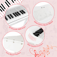 Load image into Gallery viewer, White Kids Piano 30-Key Keyboard Toy with Bench Piano Lid and Music Rack