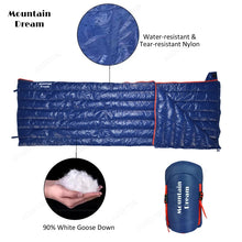 Load image into Gallery viewer, Camping Sleeping Bag 90% Goose Down Adult 200*73cm Envelope Type Ultralight Portable Sliping Down Sleeping Bag 3 Season Warm