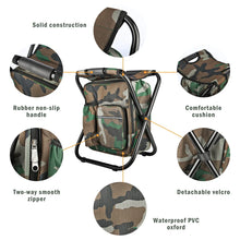 Load image into Gallery viewer, 2 in 1 Folding Fishing Chair Bag Fishing Backpack Chairs Stool Convenient Wear-resistantv for Outdoor Hunting Climbing Equipment
