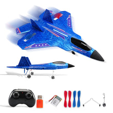 Load image into Gallery viewer, F22 Raptor RC Plane 2.4G 2CH Remote Control Foam Aircraft With LED Lights RC Glider Airplane Toys Gifts For Children