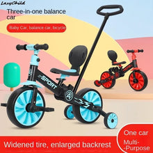 Load image into Gallery viewer, Children's Balance Bike Tricycle Pedal Bike Walker 2-3-6 Years Old Boys And Girls Treasure Three-in-one Bike With Push Handle