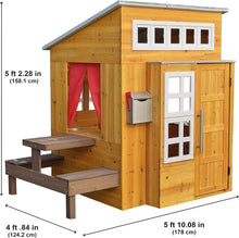 Load image into Gallery viewer, Modern Outdoor Wooden Playhouse with Picnic Table