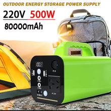 Load image into Gallery viewer, Portable Power Station High Capacity 80000mAh 500W 220V for Outdoor Camping RV Home Emergency Backup Power Bank AC DC Output