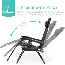 Load image into Gallery viewer, Best Choice Products Set of 2 Adjustable Steel Mesh Zero Gravity Lounge Chair Recliners w/Pillows and Cup Holder Trays, Black