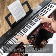 Load image into Gallery viewer, 88-Key Full Size Digital Piano Electronic Keyboard Set for All Experience Levels w/Semi-Weighted Keys, Stand, Sustain Pedal