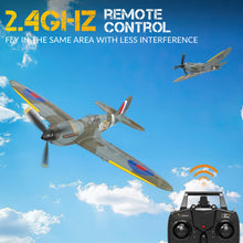 Load image into Gallery viewer, VOLANTEXRC RC Plane 4 Channel Remote Control Airplane Fighter Spitfire RTF with Aileron, Gyro, Aerobatics & 3 Modes Easy to Fly