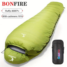 Load image into Gallery viewer, Portable Winter Down Sleeping Bag Mummy White Goose Down Warm Waterproof Sleeping Bag Three Seasons Suitable For Camping Trips