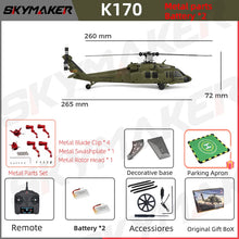 Load image into Gallery viewer, WLtoys RC Helicopters Brushless Motor k170 UH-60L 2.4Ghz 4CH 6-Aixs Gyroscope Single Blade Propellor Gyro Rc Toys for Children