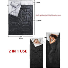 Load image into Gallery viewer, Double Sleeping Bag Ohuhu Sleeping Bags for Adults with 2 Pillows 2 Person Bag for Kids Waterproof Large Sleeping Bags