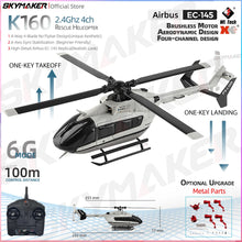 Load image into Gallery viewer, WLtoys K160 RC Helicopter 2.4G 6-Aixs Gyroscope 4CH Altitude Hold Optical Flow Remote Control Helicopter Toys for Children Gift