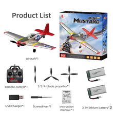 Load image into Gallery viewer, P51 Mustang Fighter Jet BM26 4CH Power Remote Control Aircraft Model Fixed Wing plane 2.4G Electric Foam Glider With 2 Batteries