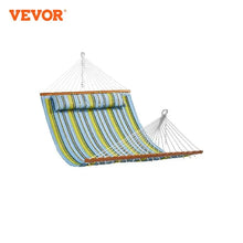 Load image into Gallery viewer, VEVOR 12 FT Double Quilted Fabric Hammock with Hardwood Spreader Bars Detachable Pillow and Chains for Camping Patio Yard Beach