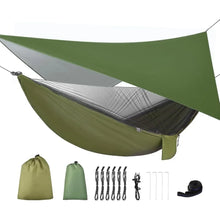 Load image into Gallery viewer, Camping Hammock with Rain fly Tarp and Mosquito Net Portable Single Double Hammock Tent with Tree Strap Backpacking Hammock