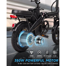 Load image into Gallery viewer, Folding Ebike,Electric Bicycle with Removable Battery, 20MPH Commuting Electric Bike, High Brushless Gear Motor