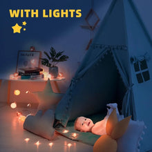 Load image into Gallery viewer, Teepee Tent for Kids with Mat, Star Lights, Cotton Canvas Playhouse