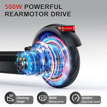 Load image into Gallery viewer, ESMAX Electric Scooter 500W Powerful Motor 21MPH Smart APP Adult Scooter 28Miles Shock Absorption Anti-skid Folding Kick Scooter