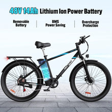 Load image into Gallery viewer, Electric Bike for Adults, 750W/48V/14Ah Ebike with Removable Battery, 20MPH/35-75Miles Electric Bicycle with 26"×3.0 Fat Tire,