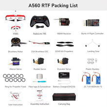 Load image into Gallery viewer, Radiolink A560 RTF RC Airplane 4CH 3D Ready to Fly Plane, 4 km Long Range Control 6 Fly Modes Byme-A Gyro FC for Beginners