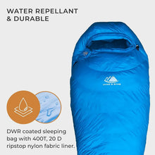Load image into Gallery viewer, Hyke & Byke Quandary 15°F Cold Weather Mummy Hiking & Backpacking Sleeping Bag - Duck Down 650 FP 3