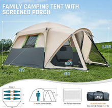 Load image into Gallery viewer, 6 Person Camping Tent with Screen Porch, Family Tents for Camping Easy Setup and Backyard Camping Tent
