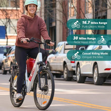 Load image into Gallery viewer, 26" Electric Bike, 3 Riding Modes & Adjustable Seat, 7-Speed & Front Shock Absorber, Commuter Electric Bicycle for Adults