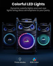 Load image into Gallery viewer, Moukey Karaoke Machine, 12" Woofer PA System, Portable Bluetooth Speaker with 2 Wireless Microphones, Party Lights and Echo/Treb