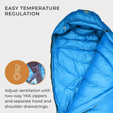 Load image into Gallery viewer, Hyke & Byke Quandary 15°F Cold Weather Mummy Hiking & Backpacking Sleeping Bag - Duck Down 650 FP 3