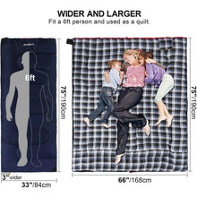 Load image into Gallery viewer, REDCAMP Cotton Flannel Sleeping Bag for Camping Backpacking, Adults Cold Weather Envelope Sleeping Bags with 2/3/4lbs Filling