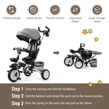Load image into Gallery viewer, 6-In-1 Kids Baby Stroller Tricycle Detachable Learning Toy Bike w/ Canopy