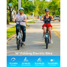 Load image into Gallery viewer, 16" Folding Electric Bike, 25 Miles (Pedal-Assist), Front Suspension & Adjustable Seat, Commuter Electric Bicycle for Adults