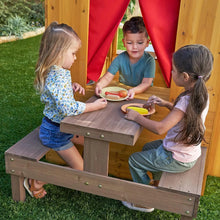 Load image into Gallery viewer, Modern Outdoor Wooden Playhouse with Picnic Table