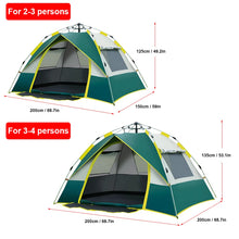 Load image into Gallery viewer, Outdoor Pop Up Tent Water-resistant Portable Instant Auto Camping Tent for 2-4 Person Family Tent Camping Hiking Backpacking