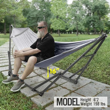 Load image into Gallery viewer, Double Hammock w/ Stand Included for 2 Persons/Foldable Hammock Stand 600 lbs Capacity Portable Case - Inhouse, Outdoor, Camping